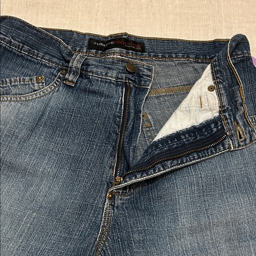 FUBU The Collection Shorts Men's 32 Blue Jeans Y2K Retro Distressed - Picture 11 of 15